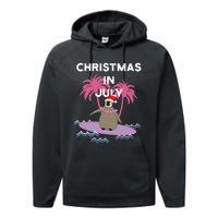 Christmas In July Surfer Baby Penguin Performance Fleece Hoodie