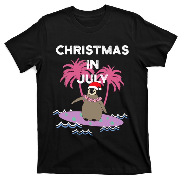 Christmas In July Surfer Baby Penguin T-Shirt