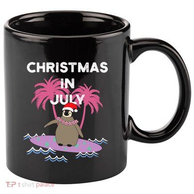 Christmas In July Surfer Baby Penguin 11oz C Handle Ceramic Mug