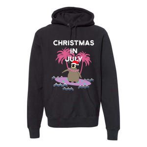 Christmas In July Surfer Baby Penguin Premium Hoodie