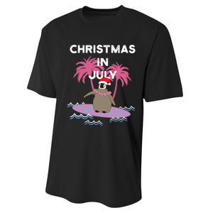 Christmas In July Surfer Baby Penguin Performance Sprint T-Shirt