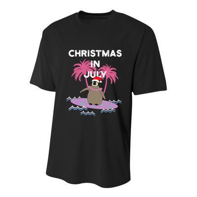 Christmas In July Surfer Baby Penguin Youth Performance Sprint T-Shirt