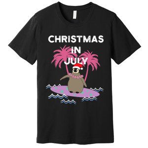 Christmas In July Surfer Baby Penguin Premium T-Shirt