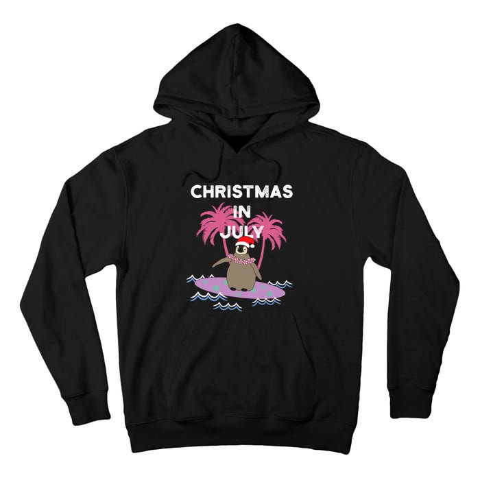 Christmas In July Surfer Baby Penguin Tall Hoodie