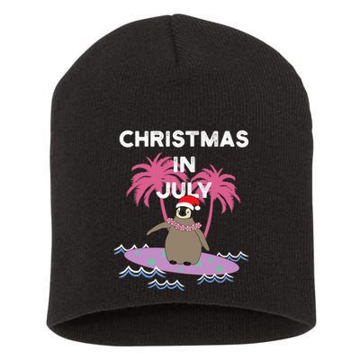 Christmas In July Surfer Baby Penguin Short Acrylic Beanie