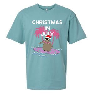 Christmas In July Surfer Baby Penguin Sueded Cloud Jersey T-Shirt