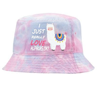 Cute I Just Really Like Alpacas Ok Funny Alpaca Tie-Dyed Bucket Hat