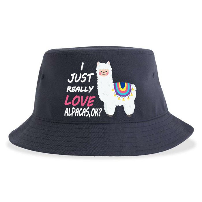 Cute I Just Really Like Alpacas Ok Funny Alpaca Sustainable Bucket Hat