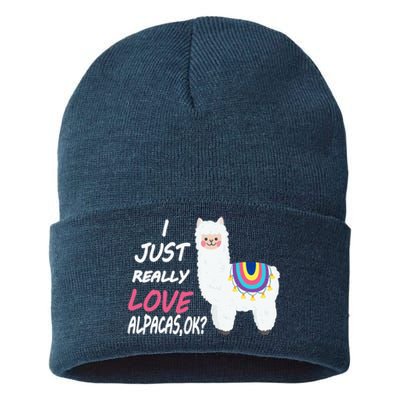 Cute I Just Really Like Alpacas Ok Funny Alpaca Sustainable Knit Beanie