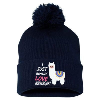 Cute I Just Really Like Alpacas Ok Funny Alpaca Pom Pom 12in Knit Beanie