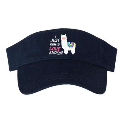 Cute I Just Really Like Alpacas Ok Funny Alpaca Valucap Bio-Washed Visor