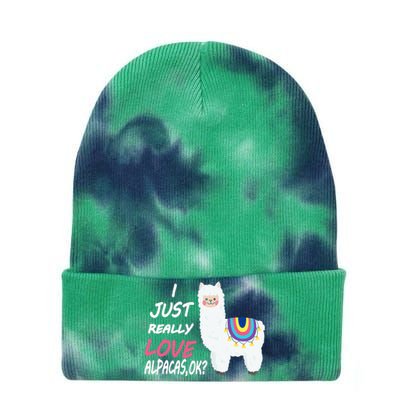 Cute I Just Really Like Alpacas Ok Funny Alpaca Tie Dye 12in Knit Beanie