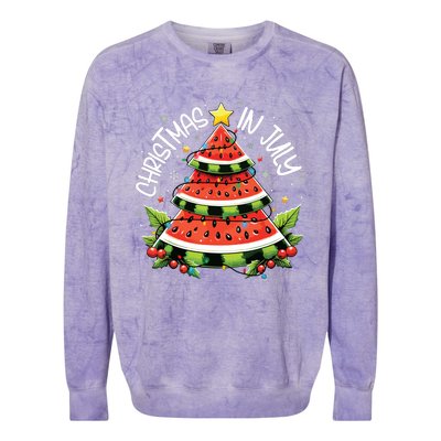 Christmas In July Watermelon Xmas Tree Summer Colorblast Crewneck Sweatshirt