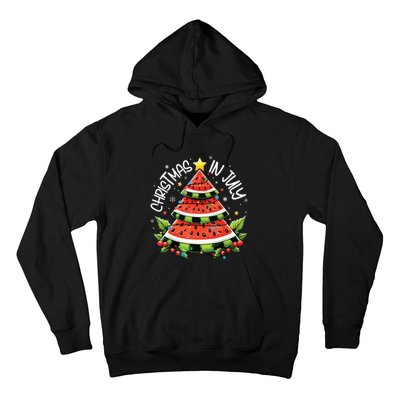 Christmas In July Watermelon Xmas Tree Summer Hoodie