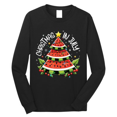 Christmas In July Watermelon Xmas Tree Summer Long Sleeve Shirt