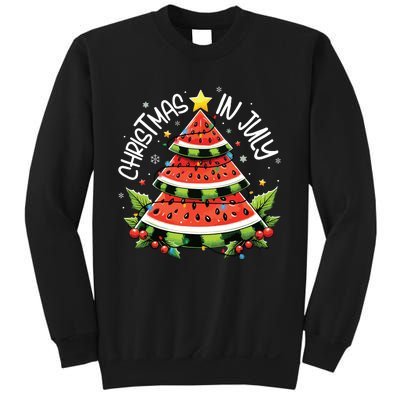 Christmas In July Watermelon Xmas Tree Summer Sweatshirt