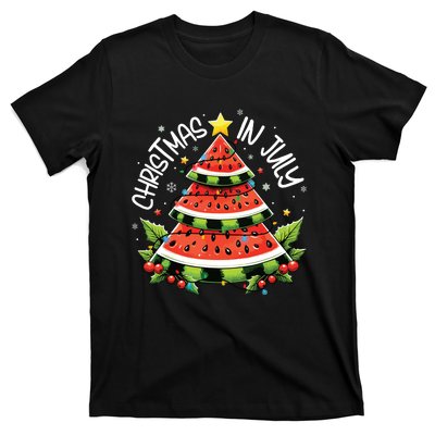 Christmas In July Watermelon Xmas Tree Summer T-Shirt