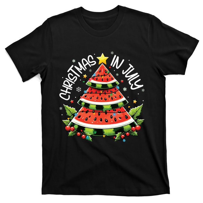 Christmas In July Watermelon Xmas Tree Summer T-Shirt