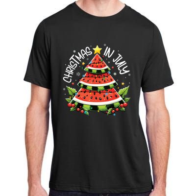 Christmas In July Watermelon Xmas Tree Summer Adult ChromaSoft Performance T-Shirt