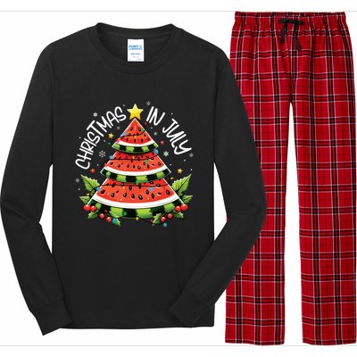 Christmas In July Watermelon Xmas Tree Summer Long Sleeve Pajama Set