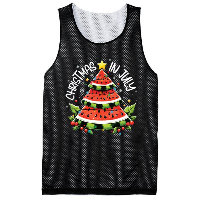 Christmas In July Watermelon Xmas Tree Summer Mesh Reversible Basketball Jersey Tank