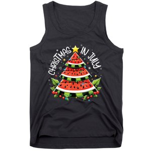 Christmas In July Watermelon Xmas Tree Summer Tank Top