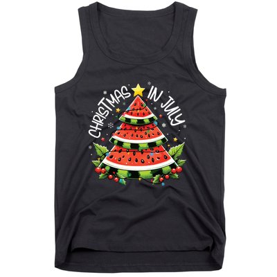 Christmas In July Watermelon Xmas Tree Summer Tank Top