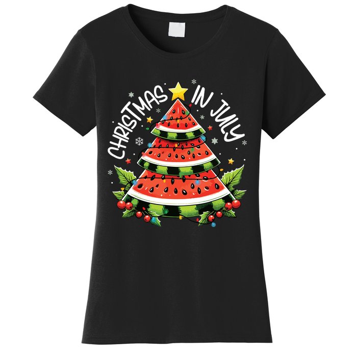 Christmas In July Watermelon Xmas Tree Summer Women's T-Shirt