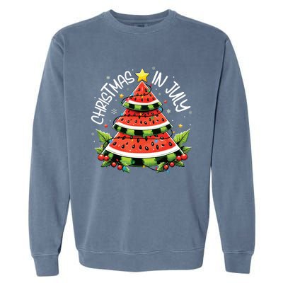 Christmas In July Watermelon Xmas Tree Summer Garment-Dyed Sweatshirt