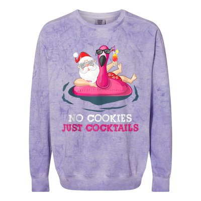 Christmas In July No Cookies Just Cocktails Summer Flamingo Colorblast Crewneck Sweatshirt