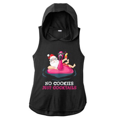 Christmas In July No Cookies Just Cocktails Summer Flamingo Ladies PosiCharge Tri-Blend Wicking Draft Hoodie Tank