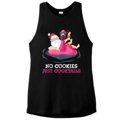 Christmas In July No Cookies Just Cocktails Summer Flamingo Ladies PosiCharge Tri-Blend Wicking Tank