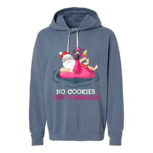 Christmas In July No Cookies Just Cocktails Summer Flamingo Garment-Dyed Fleece Hoodie