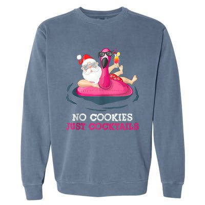 Christmas In July No Cookies Just Cocktails Summer Flamingo Garment-Dyed Sweatshirt