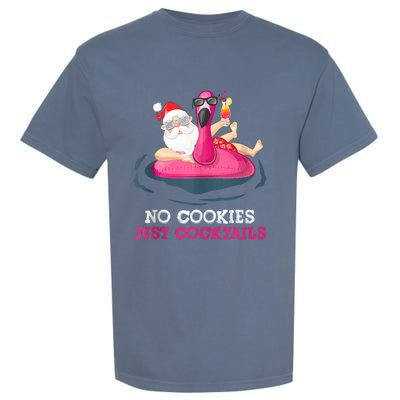 Christmas In July No Cookies Just Cocktails Summer Flamingo Garment-Dyed Heavyweight T-Shirt