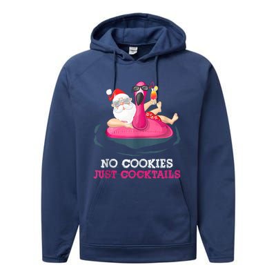 Christmas In July No Cookies Just Cocktails Summer Flamingo Performance Fleece Hoodie