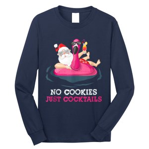 Christmas In July No Cookies Just Cocktails Summer Flamingo Long Sleeve Shirt