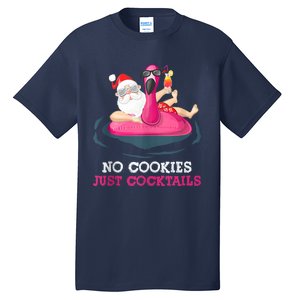 Christmas In July No Cookies Just Cocktails Summer Flamingo Tall T-Shirt