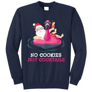 Christmas In July No Cookies Just Cocktails Summer Flamingo Tall Sweatshirt