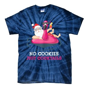 Christmas In July No Cookies Just Cocktails Summer Flamingo Tie-Dye T-Shirt