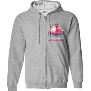 Christmas In July No Cookies Just Cocktails Summer Flamingo Full Zip Hoodie