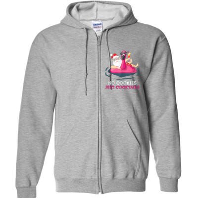 Christmas In July No Cookies Just Cocktails Summer Flamingo Full Zip Hoodie