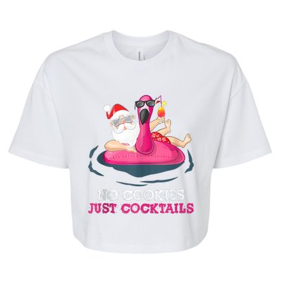 Christmas In July No Cookies Just Cocktails Summer Flamingo Bella+Canvas Jersey Crop Tee