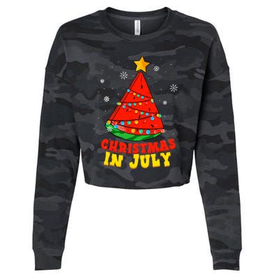 Christmas In July Watermelon Tree Summer Vacation Cropped Pullover Crew