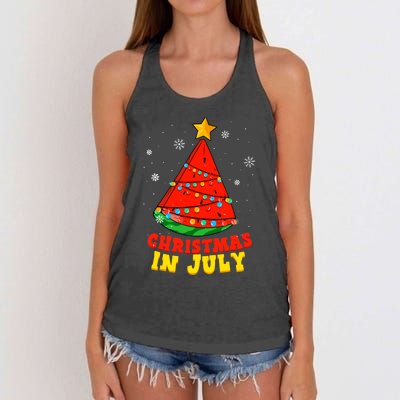 Christmas In July Watermelon Tree Summer Vacation Women's Knotted Racerback Tank