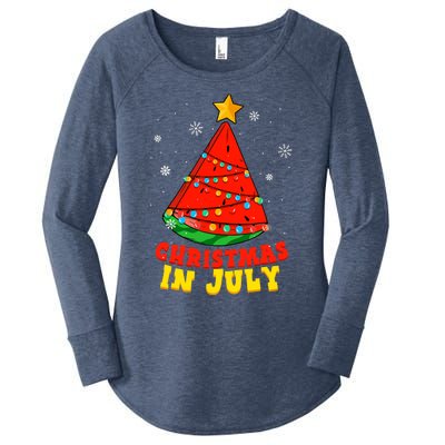 Christmas In July Watermelon Tree Summer Vacation Women's Perfect Tri Tunic Long Sleeve Shirt