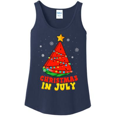 Christmas In July Watermelon Tree Summer Vacation Ladies Essential Tank