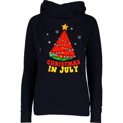 Christmas In July Watermelon Tree Summer Vacation Womens Funnel Neck Pullover Hood