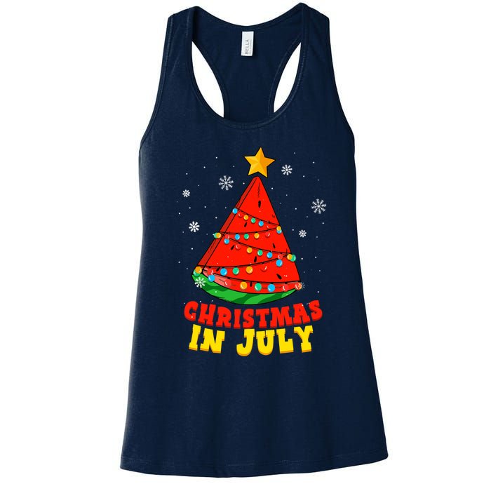 Christmas In July Watermelon Tree Summer Vacation Women's Racerback Tank