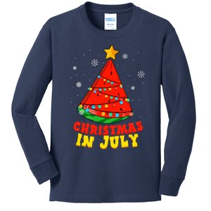 Christmas In July Watermelon Tree Summer Vacation Kids Long Sleeve Shirt